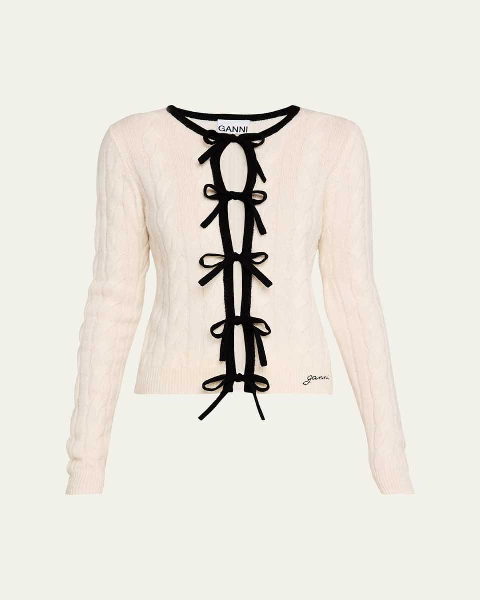 Cashmere Mix Tie-Front Cardigan